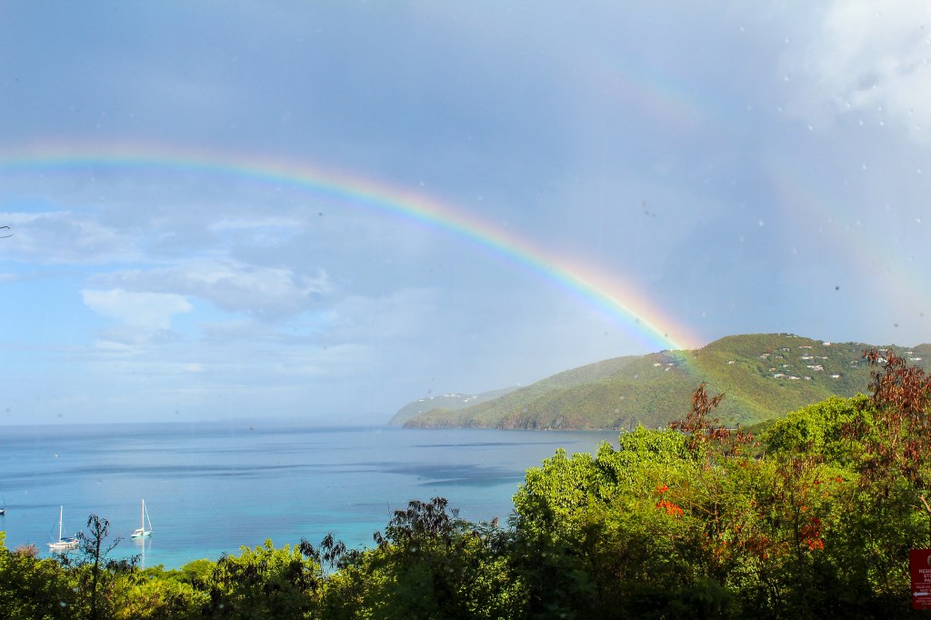 beach landscape with rainbow